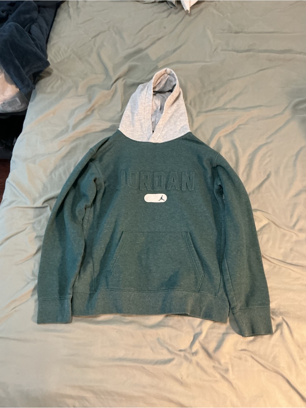 Vintage Jordan Kids Two-Tone Green & Gray Hoodie